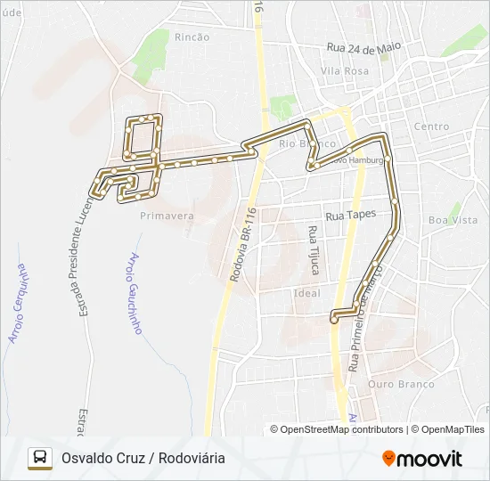 072 OSVALDO CRUZ / RODOVIÁRIA Bus Line Map