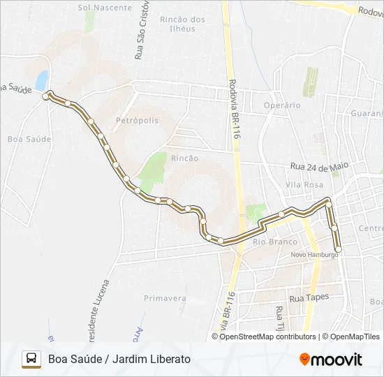 052 BOA SAÚDE / JARDIM LIBERATO Bus Line Map