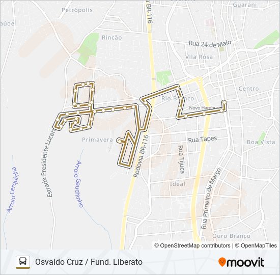 Mapa da linha 059 OSVALDO CRUZ / FUND. LIBERATO de ônibus