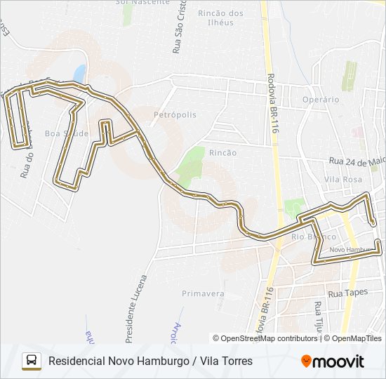 Mapa de 087 RESIDENCIAL NOVO HAMBURGO / VILA TORRES de autobús