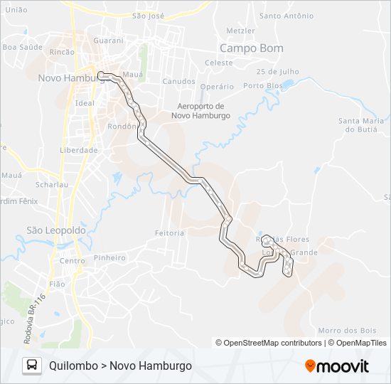 Mapa da linha MUNICIPAL LOMBA GRANDE de ônibus