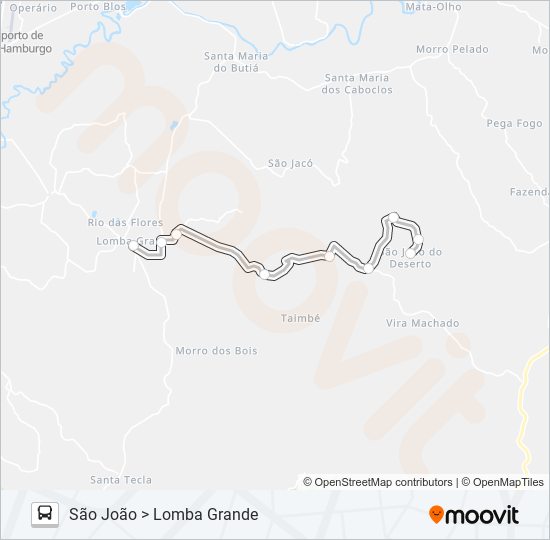 Mapa da linha MUNICIPAL LOMBA GRANDE de ônibus