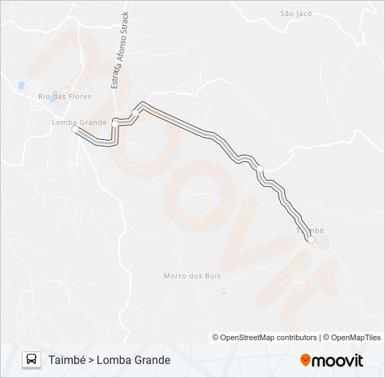 Mapa da linha MUNICIPAL LOMBA GRANDE de ônibus
