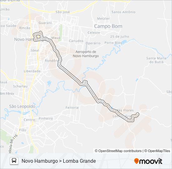 Mapa da linha MUNICIPAL LOMBA GRANDE de ônibus
