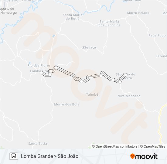 Mapa da linha MUNICIPAL LOMBA GRANDE de ônibus