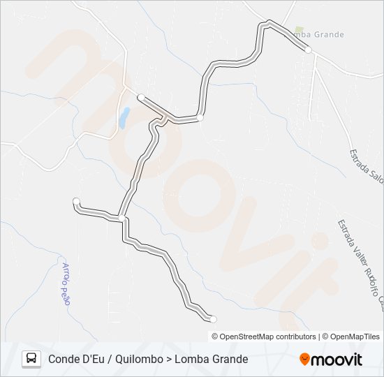 Mapa da linha MUNICIPAL LOMBA GRANDE de ônibus