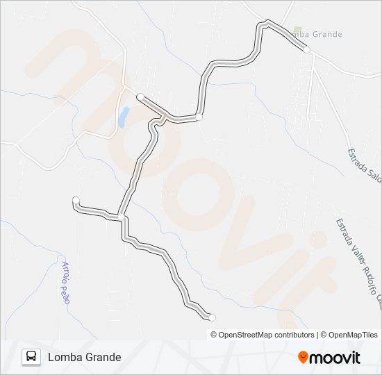 Mapa da linha MUNICIPAL LOMBA GRANDE de ônibus