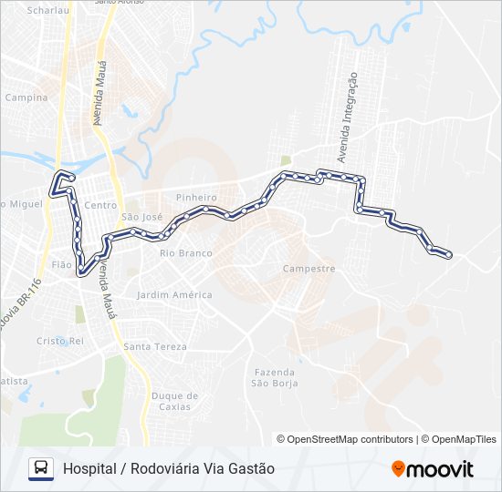 Mapa da linha QUILOMBO de ônibus