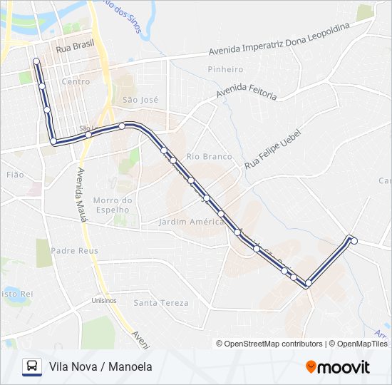 Mapa da linha VILA NOVA de ônibus