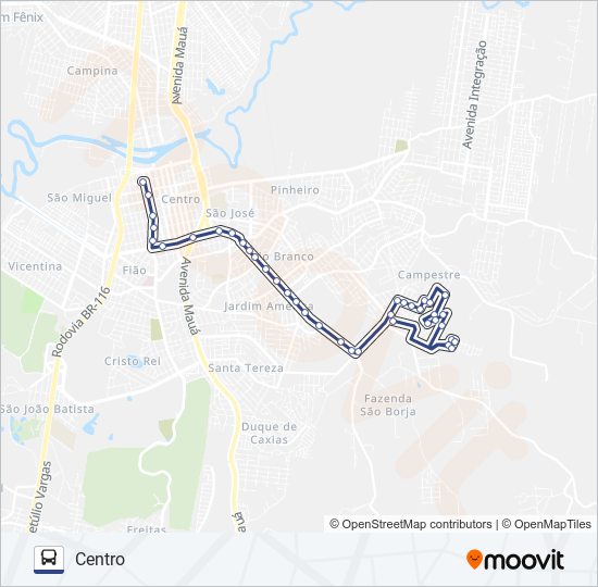 Mapa da linha VILA NOVA de ônibus