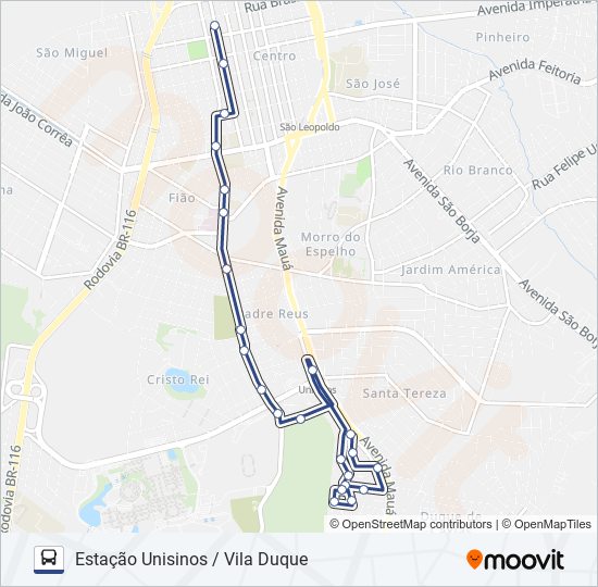 Mapa da linha VILA DUQUE de ônibus