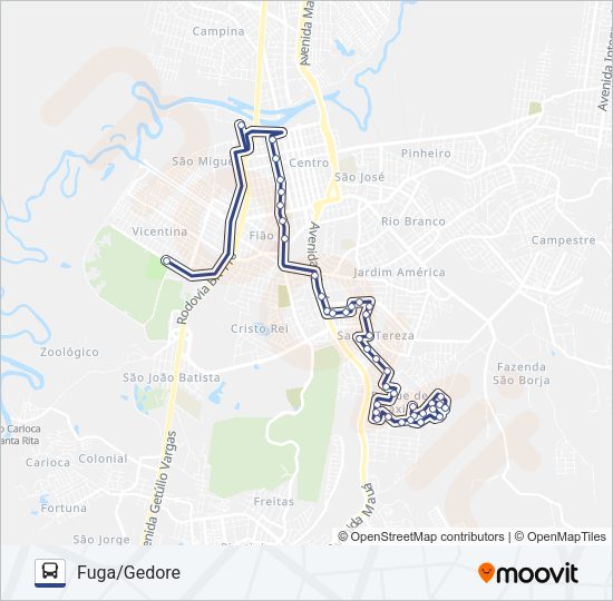 Mapa da linha VILA TERESA de ônibus