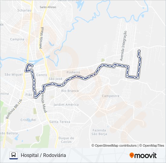 Mapa da linha SELLER COHAB de ônibus