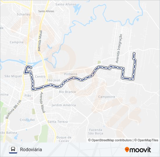 Mapa da linha SELLER COHAB de ônibus