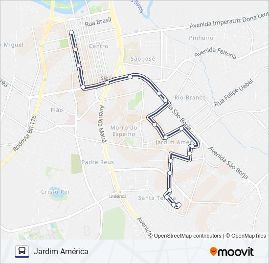 Mapa da linha VILA ESPERANÇA de ônibus