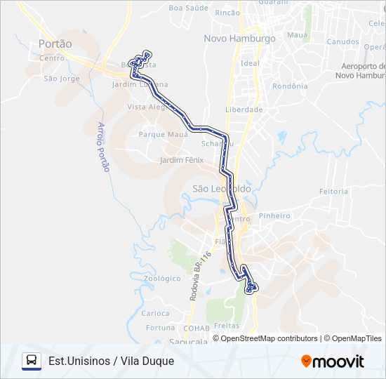 Mapa da linha ITAPEMA / PARADA 14 de ônibus
