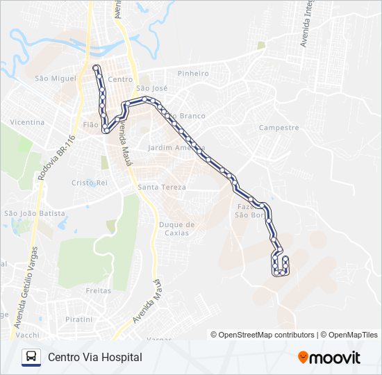 Mapa de SÃO BORJA / BARREIRA de autobús