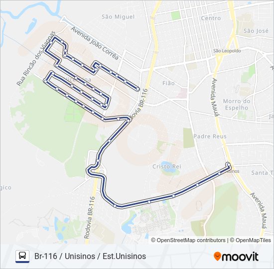 Mapa da linha VILA MARIA / UNISINOS de ônibus