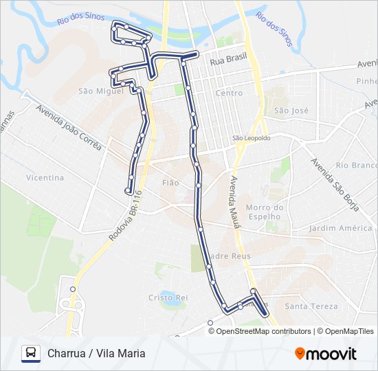 Mapa da linha VILA MARIA / UNISINOS de ônibus