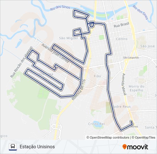Mapa da linha VILA MARIA / UNISINOS de ônibus