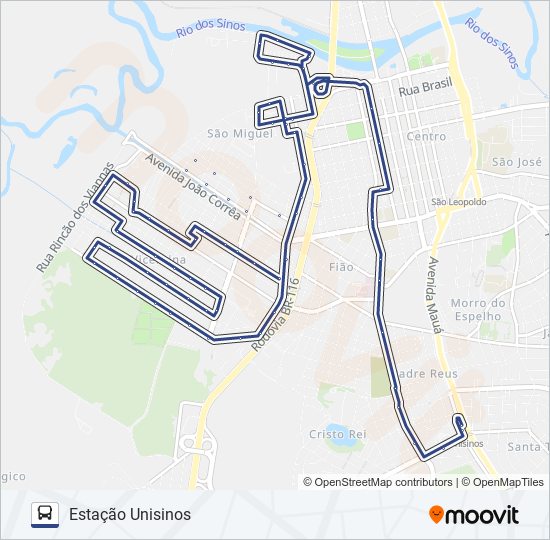 Mapa da linha VILA MARIA / UNISINOS de ônibus