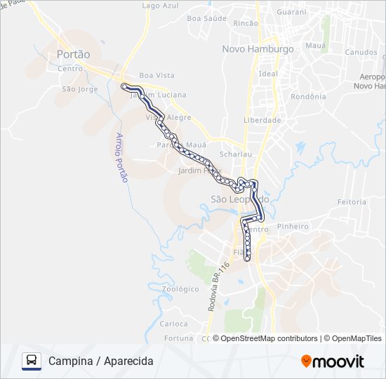 Mapa da linha 15 CAMPINA / APARECIDA de ônibus