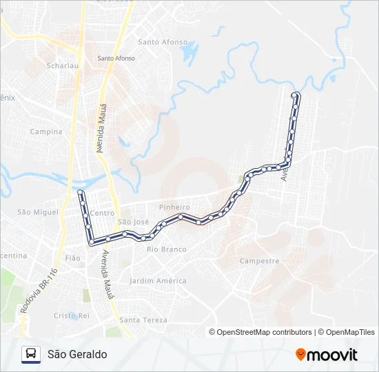 SÃO GERALDO / MADEZATTI Bus Line Map