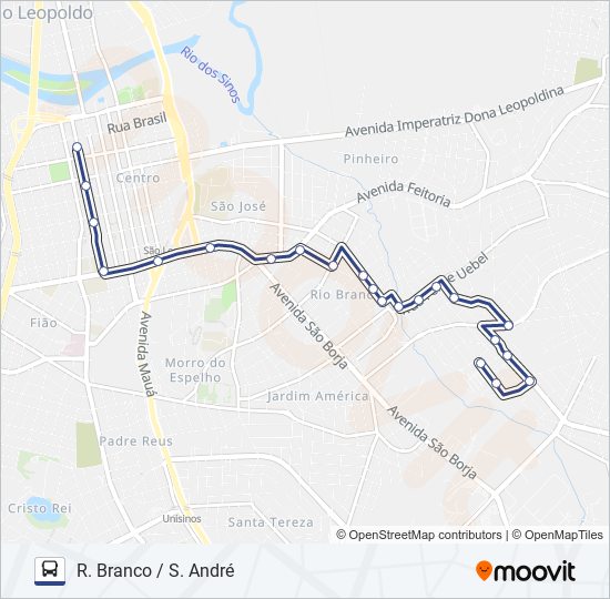 Mapa da linha RIO BRANCO / SANTO ANDRÉ de ônibus