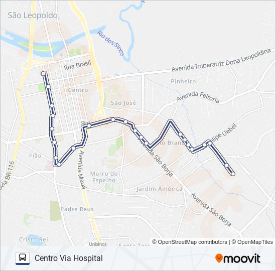 RIO BRANCO / SANTO ANDRÉ bus Line Map