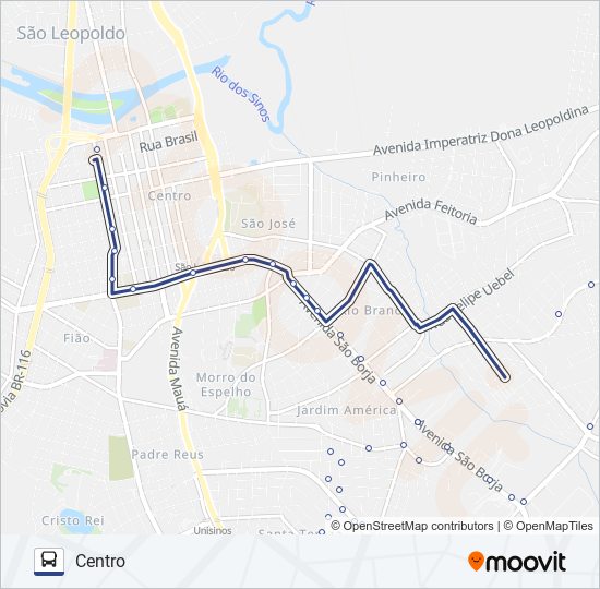 RIO BRANCO / SANTO ANDRÉ bus Line Map