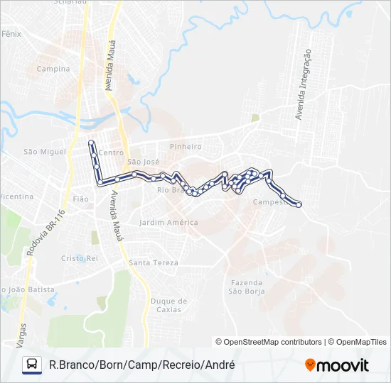 RIO BRANCO / SANTO ANDRÉ Bus Line Map
