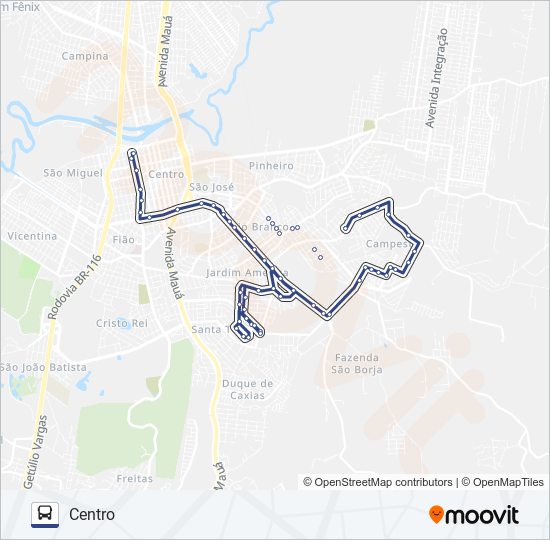 RIO BRANCO / SANTO ANDRÉ bus Line Map