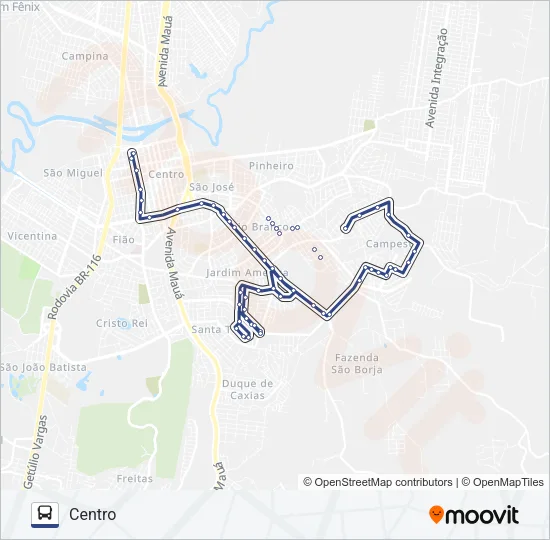 RIO BRANCO / SANTO ANDRÉ Bus Line Map