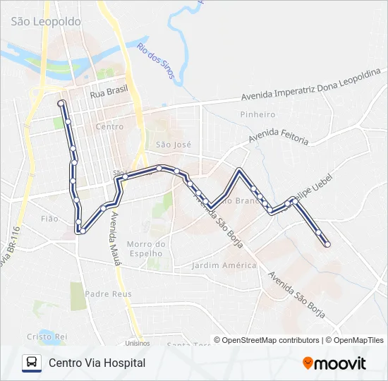 RIO BRANCO / SANTO ANDRÉ Bus Line Map
