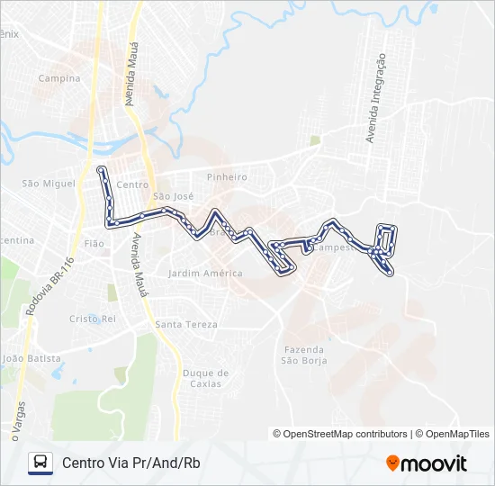 RIO BRANCO / SANTO ANDRÉ Bus Line Map