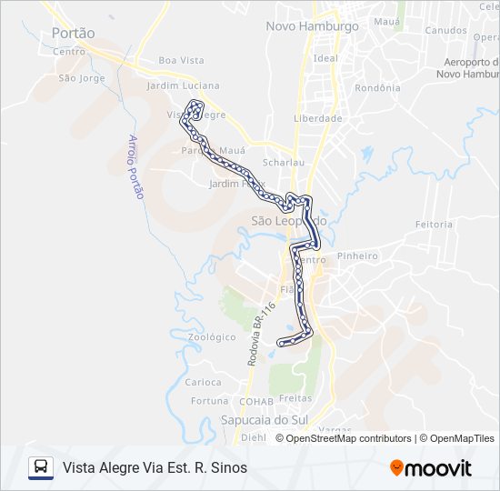 Mapa da linha 15 CAMPINA / VISTA ALEGRE de ônibus