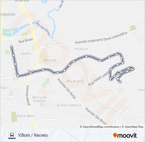 Mapa da linha VILA BORN / PARQUE RECREIO de ônibus
