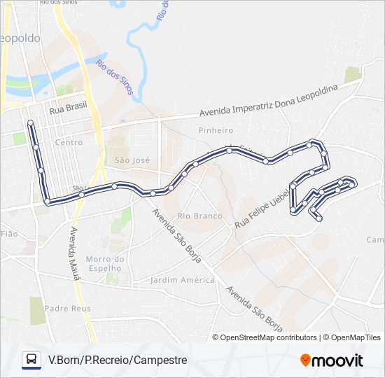 Mapa da linha VILA BORN / PARQUE RECREIO de ônibus