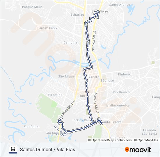 SANTOS DUMONT / VILA BATISTA bus Line Map