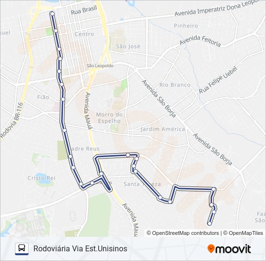 Mapa da linha MONTE BLANCO / TEREZA - TORRE de ônibus