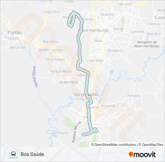 Mapa da linha R244 BOA SAÚDE / SÃO LEOPOLDO de ônibus