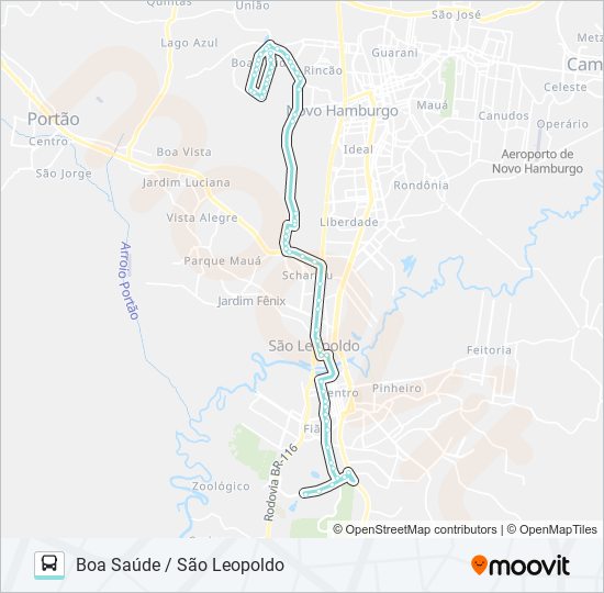 Mapa da linha R244 BOA SAÚDE / SÃO LEOPOLDO de ônibus
