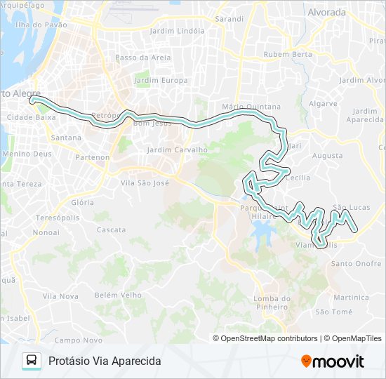 Mapa da linha L431 SÃO LUCAS de ônibus