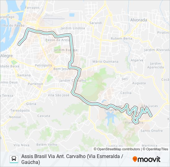 Mapa da linha L431 SÃO LUCAS de ônibus
