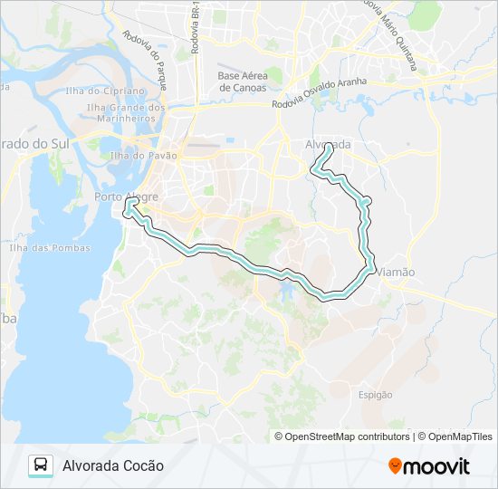 Mapa de L455 ALVORADA COCÃO de autobús