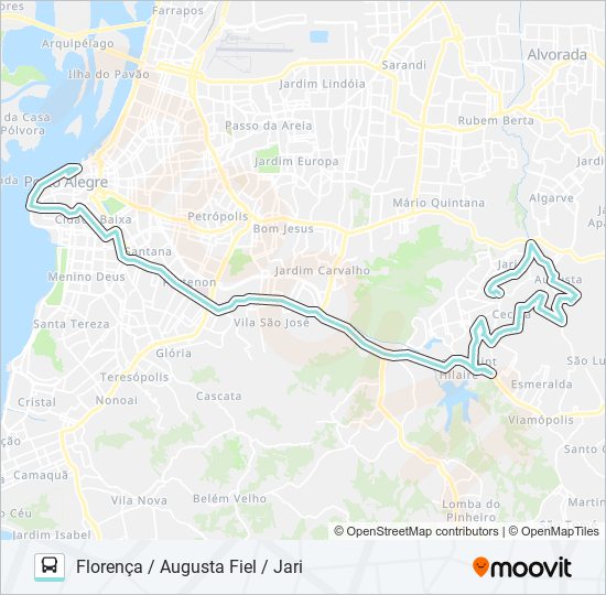 Mapa da linha L351 JÚLIA VIA BENTO de ônibus