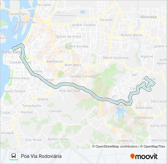 Mapa da linha L351 JÚLIA VIA BENTO de ônibus