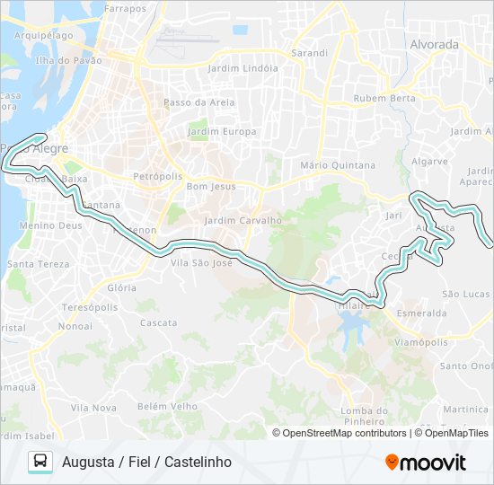 Mapa da linha L351 JÚLIA VIA BENTO de ônibus