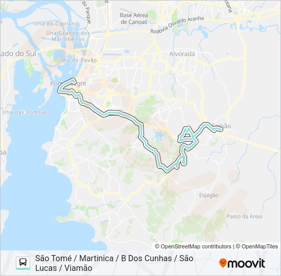 Mapa da linha L381 SÃO TOMÉ VIA BENTO de ônibus