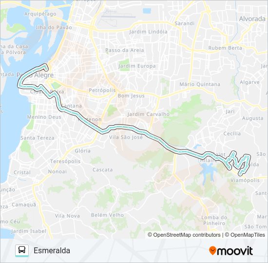 Mapa da linha L411A ESMERALDA VIA BENTO de ônibus